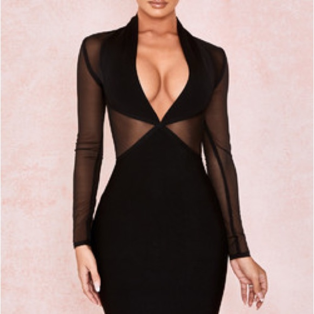House of CB Black Long Sleeve Dress